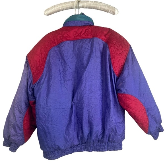 American High Y2K Women Medium Purple Red Nylon Retro Bomber 90s Jacket READ - Picture 5 of 12